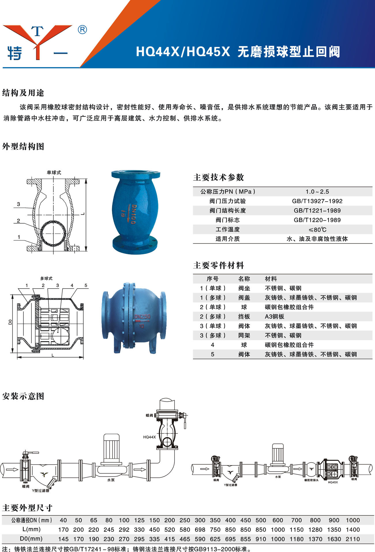 HQ44X/HQ45X 无磨损球形止回阀 