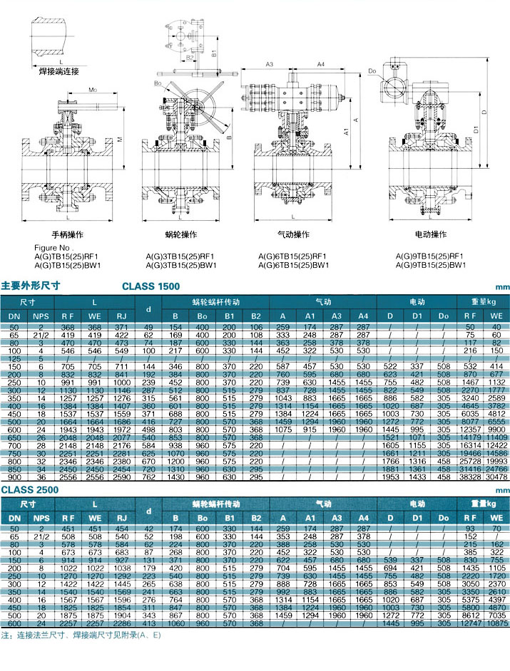 全径式固定球阀 1500Lb-2500Lb 